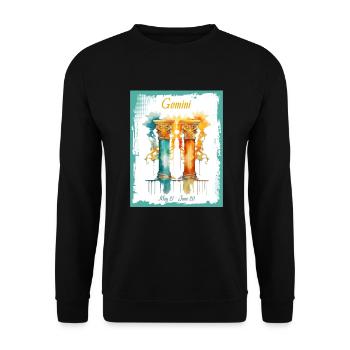 Zodiac Signs in Watercolor: Gemini the Twins - Unisex Sweatshirt - black - Front - Alina (178cm) & Michal (187cm)