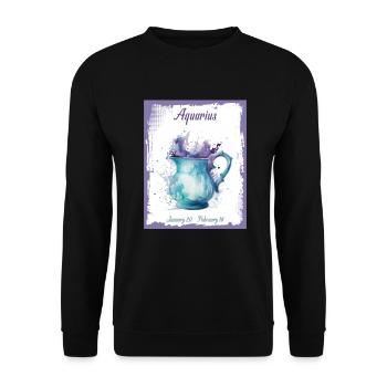 Zodiac Signs in Watercolor: Aquarius the Water Bea - Unisex Sweatshirt - black - Front - Alina (178cm) & Michal (187cm)