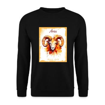 Zodiac Signs in Watercolor: Aries the Ram - Unisex Sweatshirt - black - Front - Alina (178cm) & Michal (187cm)