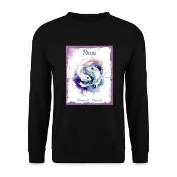 Zodiac Signs in Watercolor: Pisces the Fish - Unisex Sweatshirt - black - Front - Alina (178cm) & Michal (187cm)
