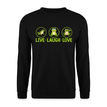 LIVE LAUGH LOVE- Frog Tshirt - Unisex Sweatshirt - black - Front - Alina (178cm) & Michal (187cm)