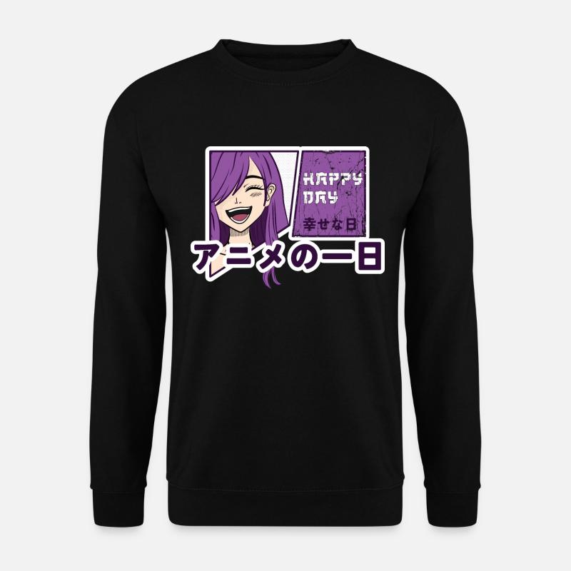 Glücklicher Tag mit Anime - Unisex Pullover - Schwarz