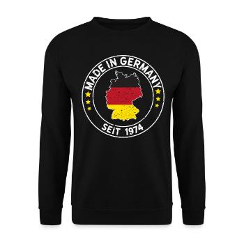 Made In Germany Seit 1974 Geburtstagsgeschenkidee - Unisex Pullover - Schwarz - Vorne - Alina (178cm) & Michal (187cm)