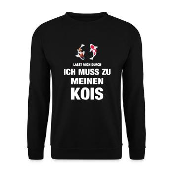 Lasst mich durch ich muss zu meinen Kois Koi Teich - Unisex Pullover - Schwarz - Vorne - Alina (178cm) & Michal (187cm)
