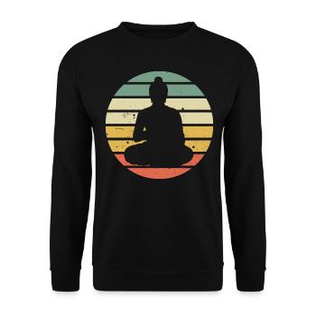 Vintage Buddha Buddhismus Yoga Meditationsgeschenk - Unisex Pullover - Schwarz - Vorne - Alina (178cm) & Michal (187cm)