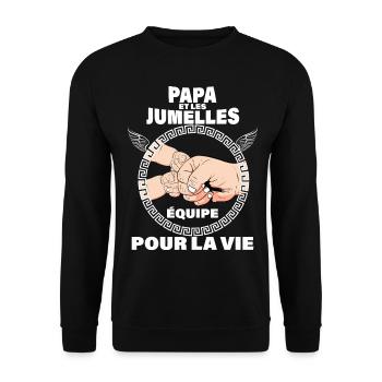 Papa et filles jumelles équipe parfaite - Sweat-shirt Unisexe - noir - Devant - Alina (178cm) & Michal (187cm)