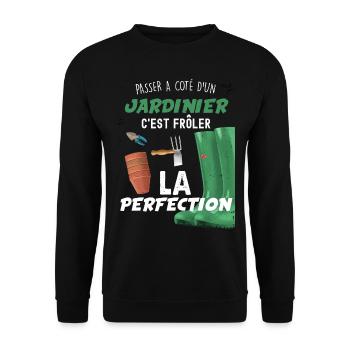 Jardinier, idée cadeau humour jardin - Sweat-shirt Unisexe - noir - Devant - Alina (178cm) & Michal (187cm)