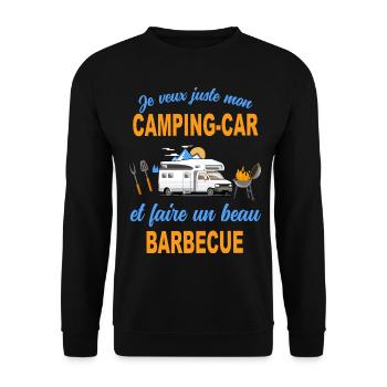 Camping car faire et barbecue le bonheur de papy - Sweat-shirt Unisexe - noir - Devant - Alina (178cm) & Michal (187cm)