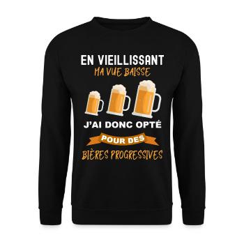 Bieres progressives citation drole homme - Sweat-shirt Unisexe - noir - Devant - Alina (178cm) & Michal (187cm)