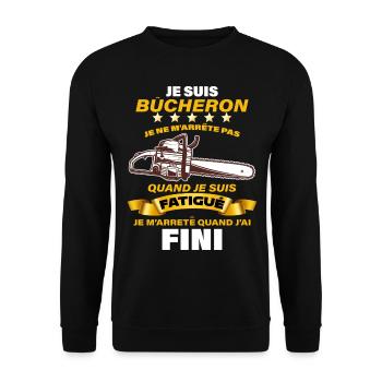 Je suis bûcheron idée cadeau fan de bois - Sweat-shirt Unisexe - noir - Devant - Alina (178cm) & Michal (187cm)