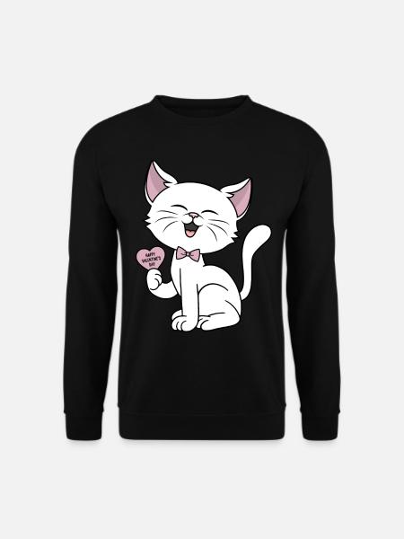 Katze Liebe Herz Paare Katzen Spruch Valentinstag - Unisex Pullover - Schwarz
