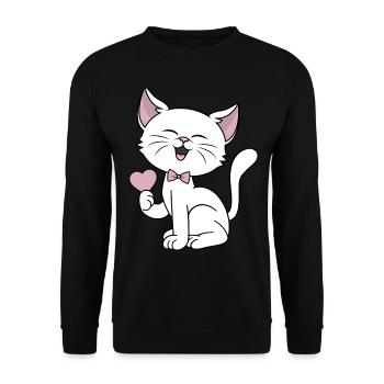 Chat Drôle Cœur Chats Amour Couples Saint-Valentin - Sweat-shirt Unisexe - noir - Devant - Alina (178cm) & Michal (187cm)