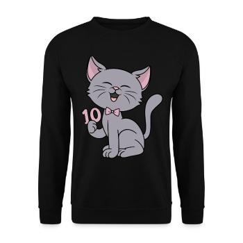 10 year old girl funny cat 10th birthday - Unisex Sweatshirt - black - Front - Alina (178cm) & Michal (187cm)