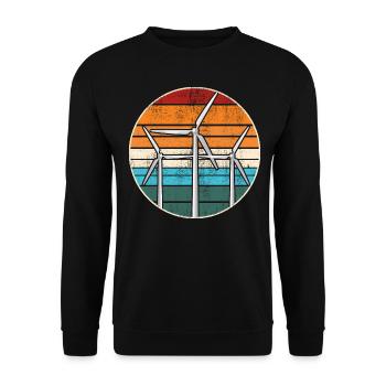 Windmill Retro Vintage Climate Change Earth Day - Unisex Sweatshirt - black - Front - Alina (178cm) & Michal (187cm)