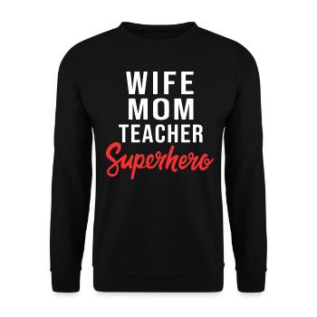Frau Mama Lehrer Superheld Blumen süße Mütter Tag - Unisex Pullover - Schwarz - Vorne - Alina (178cm) & Michal (187cm)