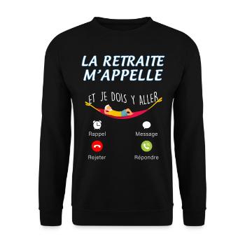 La retraite M'appelle Humour Homme Retraité - Sweat-shirt Unisexe - noir - Devant - Alina (178cm) & Michal (187cm)