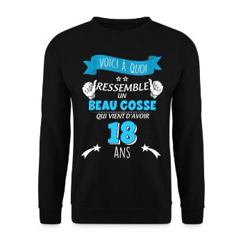 Beau gosse 18 ans Anniversaire Message Drôle - Sweat-shirt Unisexe - noir - Devant - Alina (178cm) & Michal (187cm)