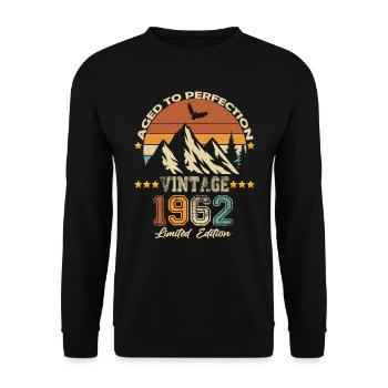 1962 Jahrgang Vintage Retro Geburtstag Geschenk - Unisex Pullover - Schwarz - Vorne - Alina (178cm) & Michal (187cm)