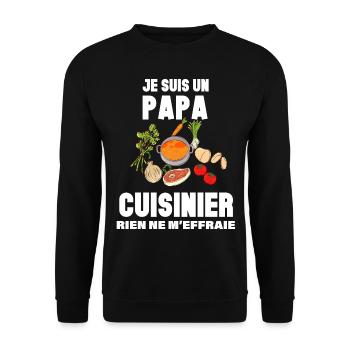 Je Suis un papa cuisinier Citation Métier Humour - Sweat-shirt Unisexe - noir - Devant - Alina (178cm) & Michal (187cm)