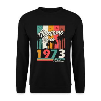 1973 Jahrgang geboren Vintage Geburtstag Geschenk - Unisex Pullover - Schwarz - Vorne - Alina (178cm) & Michal (187cm)
