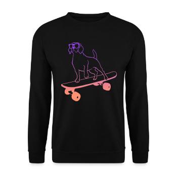 Skateboard Skaten Hund mit Skateboarder - Unisex Pullover - Schwarz - Vorne - Alina (178cm) & Michal (187cm)