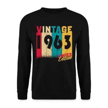 60 Birthday 60 years Born in 1963 - Unisex Sweatshirt - black - Front - Alina (178cm) & Michal (187cm)