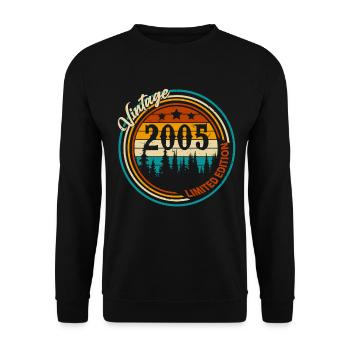 Né en 2005 Vintage Retro Anniversaire - Sweat-shirt Unisexe - noir - Devant - Alina (178cm) & Michal (187cm)
