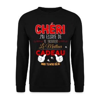 Mon Chéri Ton Cadeau Humour Homme - Sweat-shirt Unisexe - noir - Devant - Alina (178cm) & Michal (187cm)