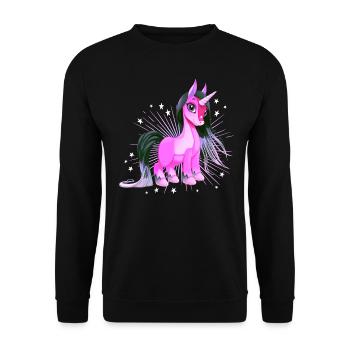 Eenhoorn met sterretje Viva Magenta - Uniseks sweater - zwart - Voor - Alina (178cm) & Michal (187cm)