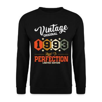 Vintage 1993 vintage anniversaire rétro cadeau - Sweat-shirt Unisexe - noir - Devant - Alina (178cm) & Michal (187cm)