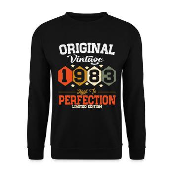 Original 1983 Vintage vintage retro anniversaire - Sweat-shirt Unisexe - noir - Devant - Alina (178cm) & Michal (187cm)