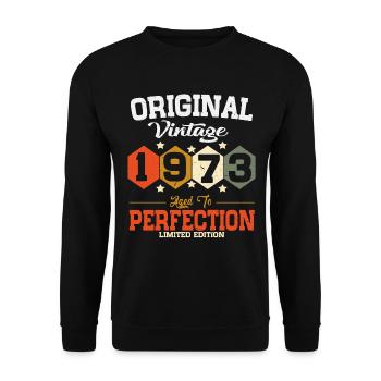 Original 1973 Vintage vintage retro anniversaire - Sweat-shirt Unisexe - noir - Devant - Alina (178cm) & Michal (187cm)