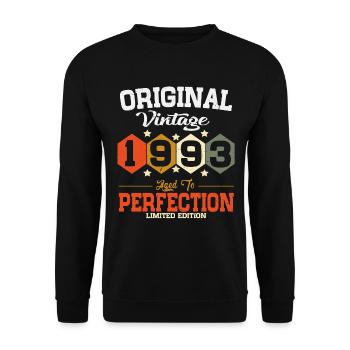 Original 1993 Vintage vintage retro anniversaire - Sweat-shirt Unisexe - noir - Devant - Alina (178cm) & Michal (187cm)