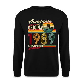 Original 1989 vintage vintage cadeau d’anniversaire - Sweat-shirt Unisexe - noir - Devant - Alina (178cm) & Michal (187cm)