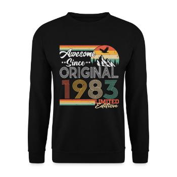 Original 1983 vintage vintage retro anniversaire - Sweat-shirt Unisexe - noir - Devant - Alina (178cm) & Michal (187cm)
