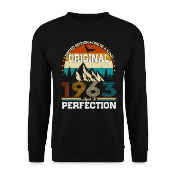 Né en 1963 Cadeau d’anniversaire vintage - Sweat-shirt Unisexe - noir - Devant - Alina (178cm) & Michal (187cm)