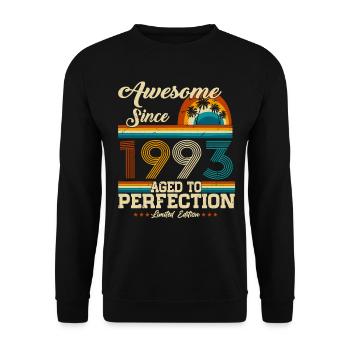 Né en 1993 Vintage Anniversaire Rétro - Sweat-shirt Unisexe - noir - Devant - Alina (178cm) & Michal (187cm)