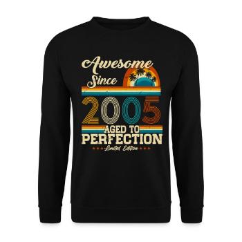 Né en 2005 Vintage Anniversaire Rétro - Sweat-shirt Unisexe - noir - Devant - Alina (178cm) & Michal (187cm)