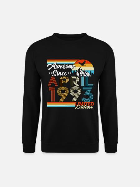 April 1993 Jahrgang Vintage Retro Geburtstag - Unisex Pullover - Schwarz