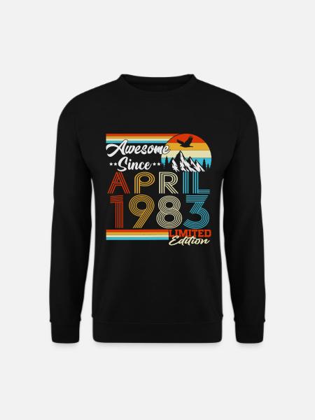 April 1983 Vintage Retro Birthday - Unisex Sweatshirt - black