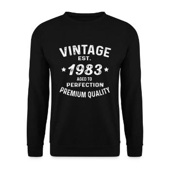 Millésime 1983 né rétro anniversaire - Sweat-shirt Unisexe - noir - Devant - Alina (178cm) & Michal (187cm)