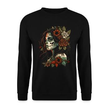 Jour du Crâne de Sucre Mort Crâne Catrina - Sweat-shirt Unisexe - noir - Devant - Alina (178cm) & Michal (187cm)