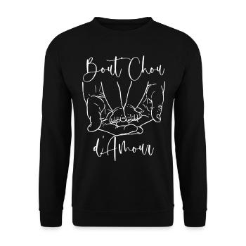 Bébé bout chou d amour Cadeau Naissance - Sweat-shirt Unisexe - noir - Devant - Alina (178cm) & Michal (187cm)