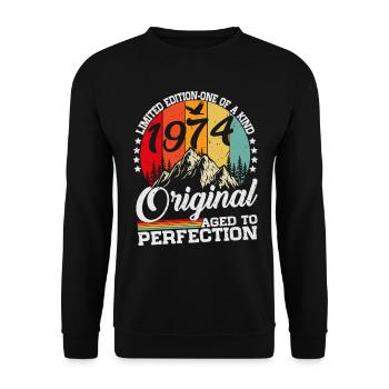 Vintage né en 1974 Vintage Retro Anniversaire - Sweat-shirt Unisexe - noir - Devant - Alina (178cm) & Michal (187cm)