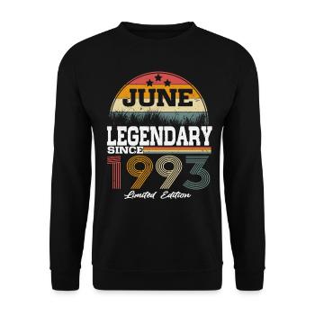 Les légendes sont nées en juin 1993 - Sweat-shirt Unisexe - noir - Devant - Alina (178cm) & Michal (187cm)