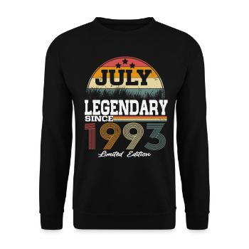Les légendes sont nées en juillet 1993 - Sweat-shirt Unisexe - noir - Devant - Alina (178cm) & Michal (187cm)