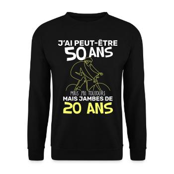 Anniversaire 50 ans homme cycliste Fan de vélo - Sweat-shirt Unisexe - noir - Devant - Alina (178cm) & Michal (187cm)