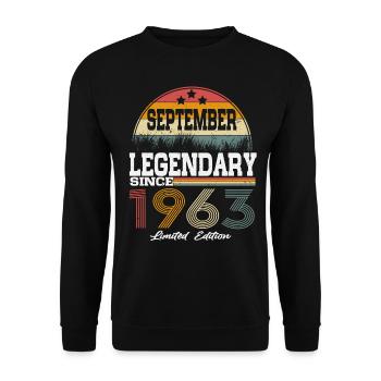 Les légendes sont nées en septembre 1963 - Sweat-shirt Unisexe - noir - Devant - Alina (178cm) & Michal (187cm)