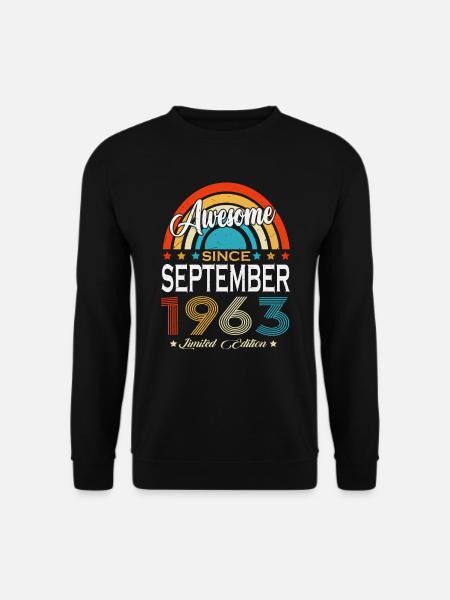 September 1963 Vintage Jahrgang Geburtstag Retro - Unisex Pullover - Schwarz
