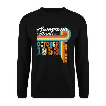 Oktober 1953 Jahrgang Vintage Retro Geburtstag - Unisex Pullover - Schwarz - Vorne - Alina (178cm) & Michal (187cm)